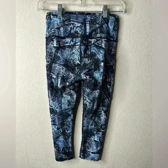 Lululemon Fast & Free Crop 20” Eternal Wave Starlight Black Sz 4 - Picture 2 of 3